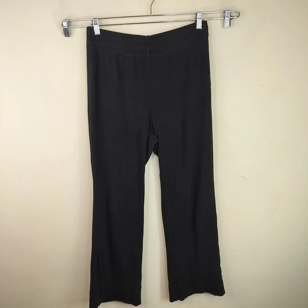 Everlane Ribbed Knit Pants Large Womens Organic Cotton Pull On Lounge Black
